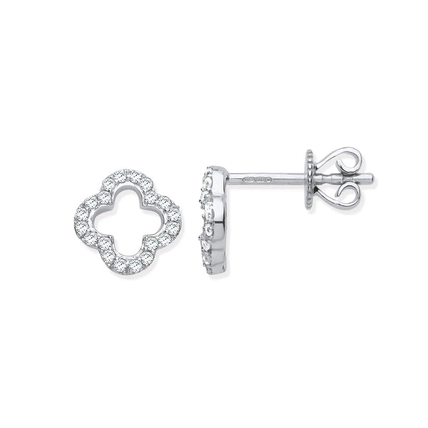 9ct WG 0.19ctw Four-Leaf clover Diamond Studs HEERA DIAMONDS