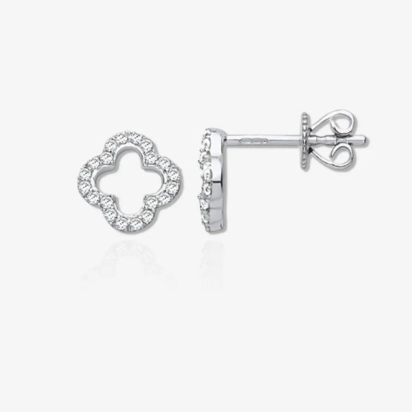 9ct WG 0.19ctw Four-Leaf clover Diamond Studs HEERA DIAMONDS