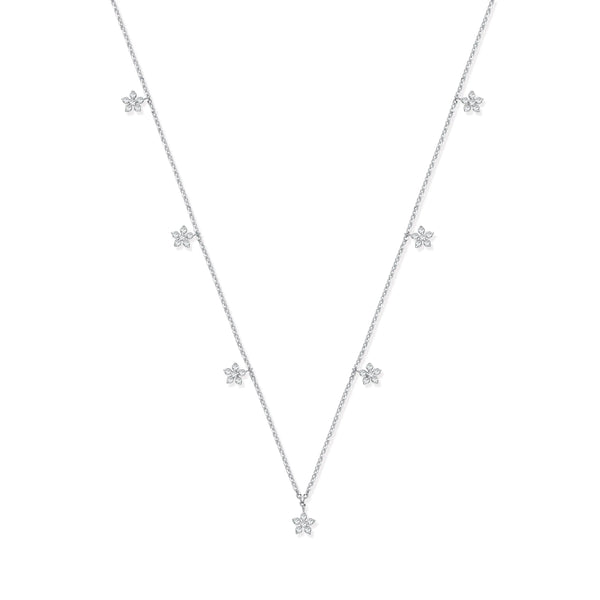 9ct WG 0.27ctw 7 Florets Pendant (18in/45cm) Chain Hanron Jewellery