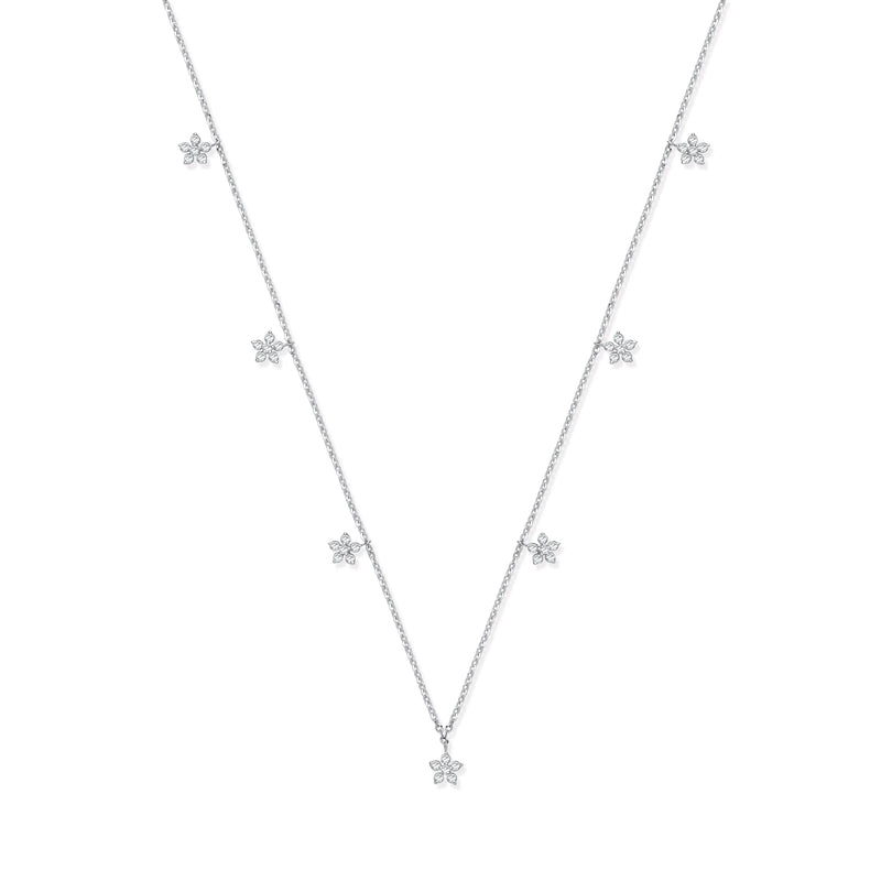 9ct WG 0.27ctw 7 Florets Pendant (18in/45cm) Chain Hanron Jewellery