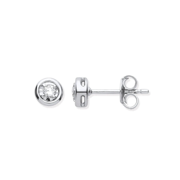 9ct WG Rub-Over Illusion Set 0.10ctw Diamond Studs HEERA DIAMONDS