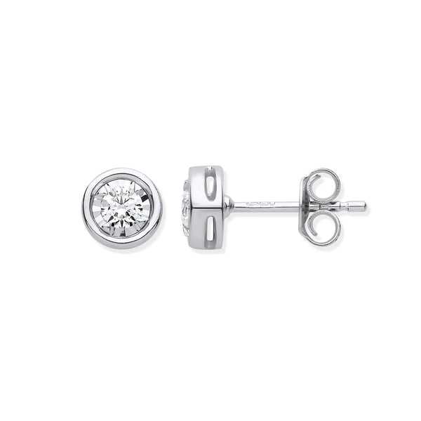 9ct WG Rub-Over Illusion Set 0.25ctw Diamond Studs HEERA DIAMONDS
