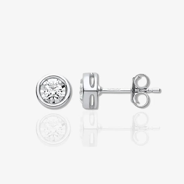 9ct WG Rub-Over Illusion Set 0.25ctw Diamond Studs HEERA DIAMONDS