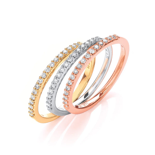 9ct W,Y & R/G 0.33ct Diamond Half Eternity Ring Set HEERA DIAMONDS