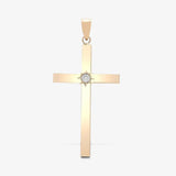 9ct White 0.10ct Star Set Diamond Cross Pendent HEERA GOLD