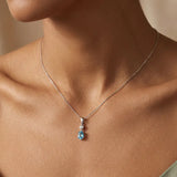 9ct White Diamonds - 4pts Aquamarine -40pts Drop Pendant