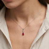 9ct White Diamonds - 4pts Ruby - 66pts Drop Pendant