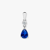 9ct White Diamonds -4pts Sapphire -90pts Drop Pendant