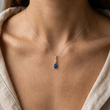 9ct White Diamonds -4pts Sapphire -90pts Drop Pendant