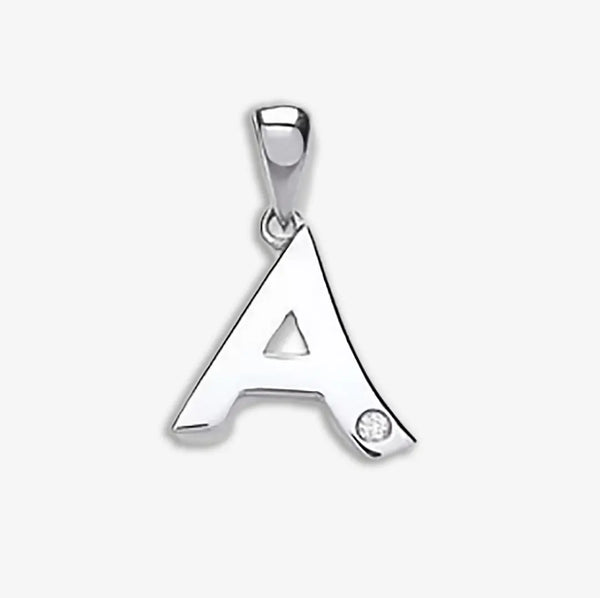 9ct White Gold 0.01ct Diamond A Initial HEERA DIAMONDS