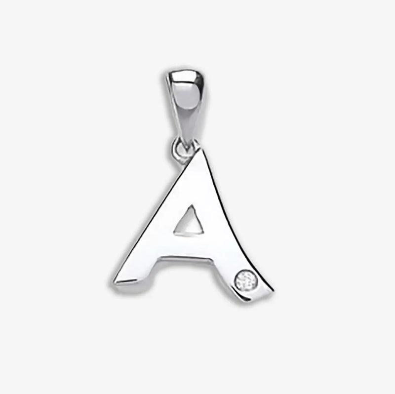 9ct White Gold 0.01ct Diamond A Initial HEERA DIAMONDS
