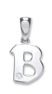 9ct White Gold 0.01ct Diamond B Initial HEERA DIAMONDS