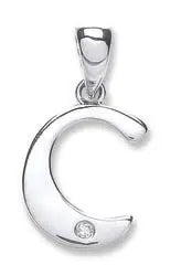 9ct White Gold 0.01ct Diamond C Initial HEERA DIAMONDS