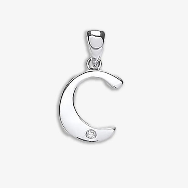 9ct White Gold 0.01ct Diamond C Initial HEERA DIAMONDS