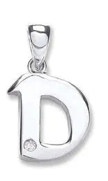 9ct White Gold 0.01ct Diamond D Initial HEERA DIAMONDS