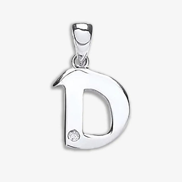 9ct White Gold 0.01ct Diamond D Initial HEERA DIAMONDS