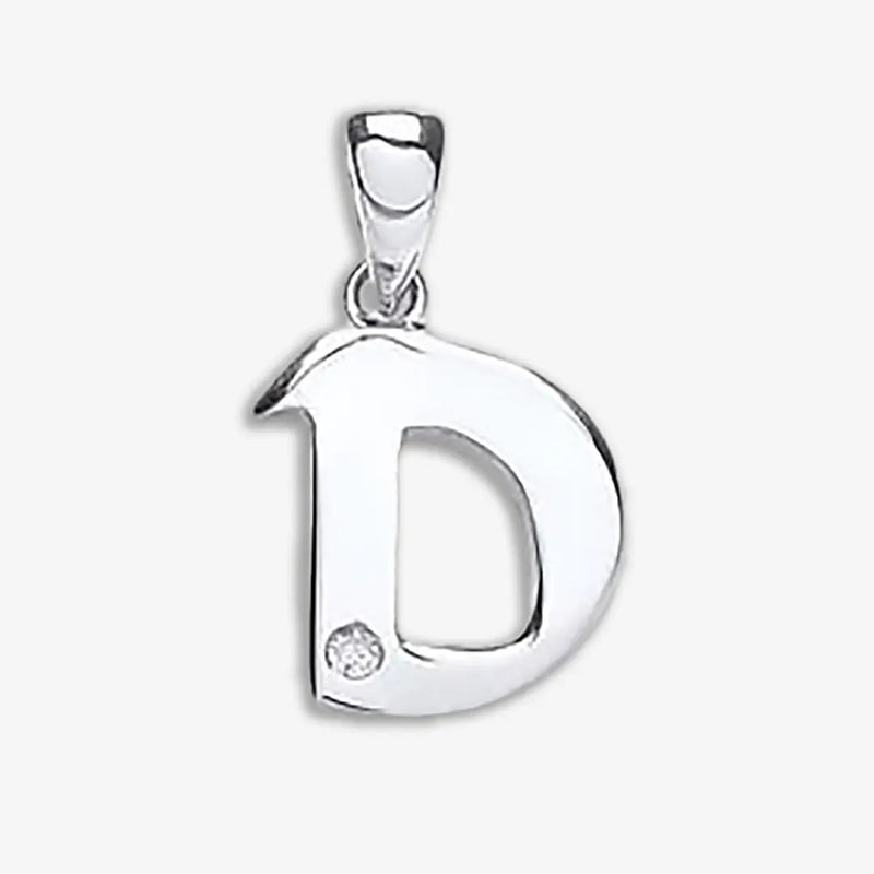 9ct White Gold 0.01ct Diamond D Initial HEERA DIAMONDS
