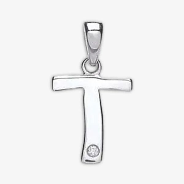 9ct White Gold 0.01ct Diamond T Initial HEERA DIAMONDS