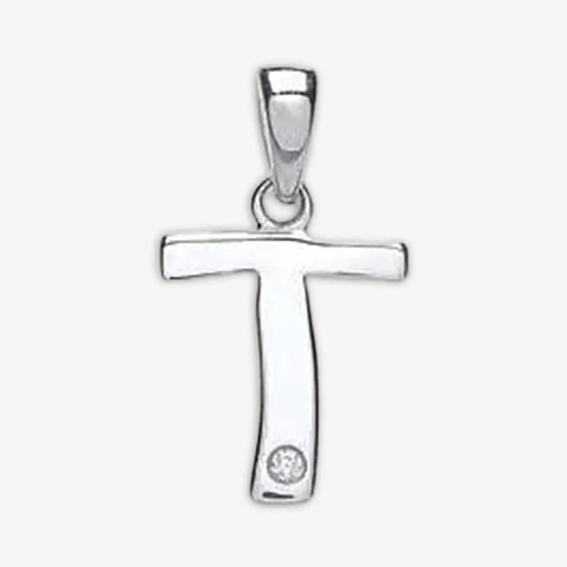 9ct White Gold 0.01ct Diamond T Initial HEERA DIAMONDS