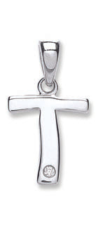 9ct White Gold 0.01ct Diamond T Initial Hanron Jewellery
