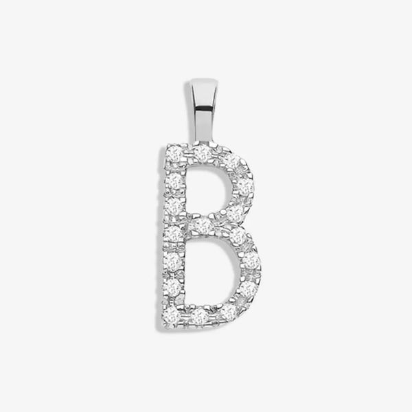 9ct White Gold 0.06ct Diamond B Initial HEERA DIAMONDS
