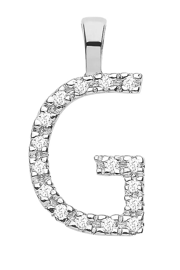 9ct White Gold 0.06ct Diamond G Initial HEERA DIAMONDS
