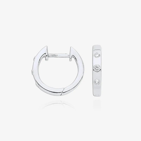 9ct White Gold 0.08ct Rubover Huggies HEERA DIAMONDS