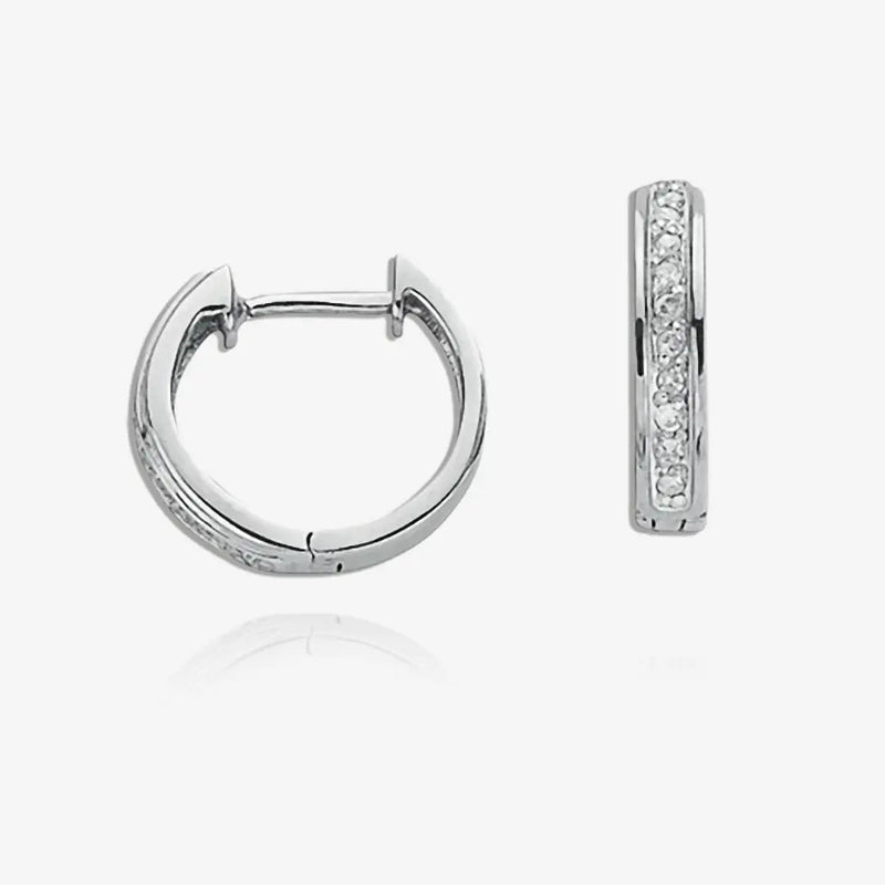 9ct White Gold 0.10ct Diamond Earrings HEERA DIAMONDS