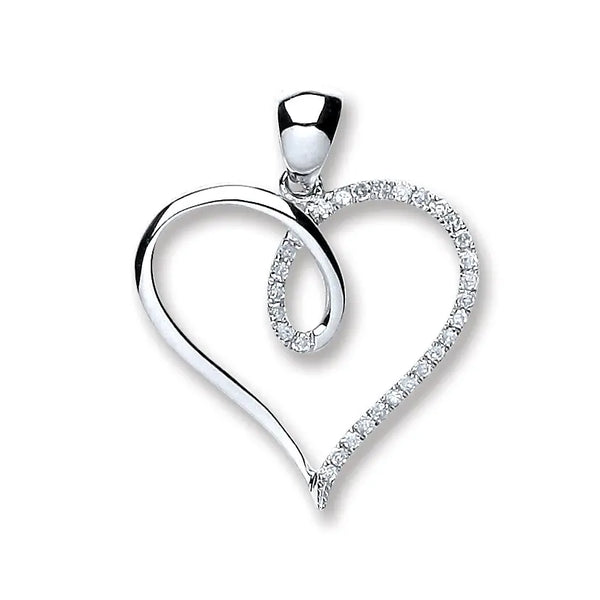 9ct White Gold 0.10ct Diamond Heart Pendant HEERA DIAMONDS