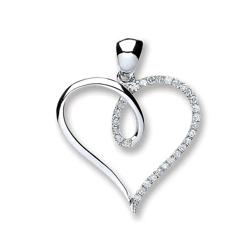 9ct White Gold 0.10ct Diamond Heart Pendant HEERA DIAMONDS