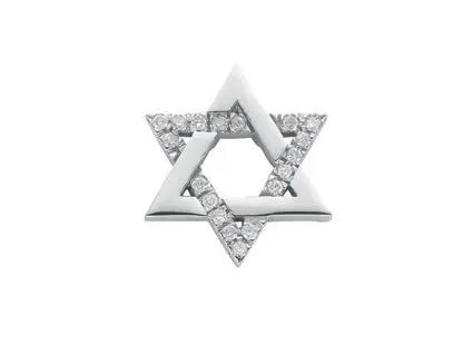 9ct White Gold 0.10ct Diamond Star of David Pendant HEERA DIAMONDS