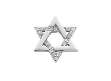 9ct White Gold 0.10ct Diamond Star of David Pendant Hanron Jewellery