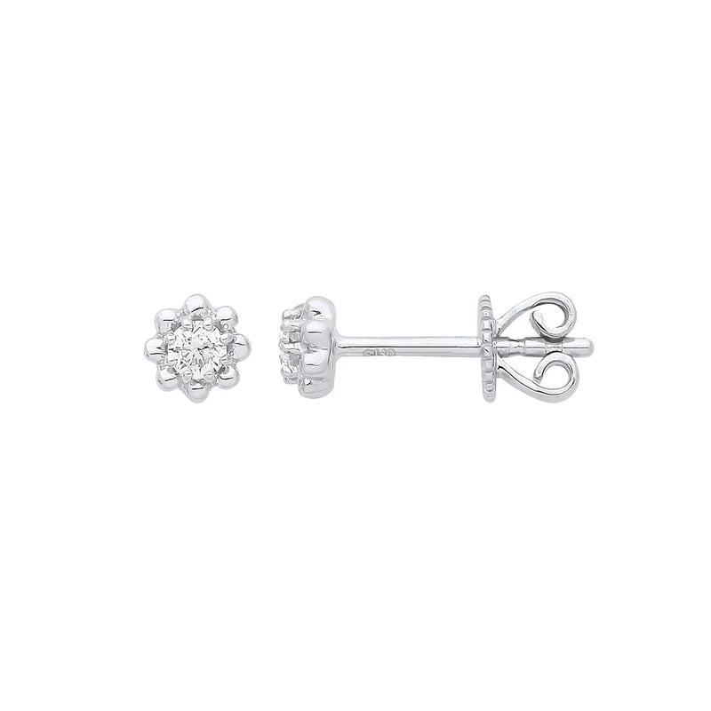 9ct White Gold 0.13ct Diamond Stud Earring HEERA DIAMONDS