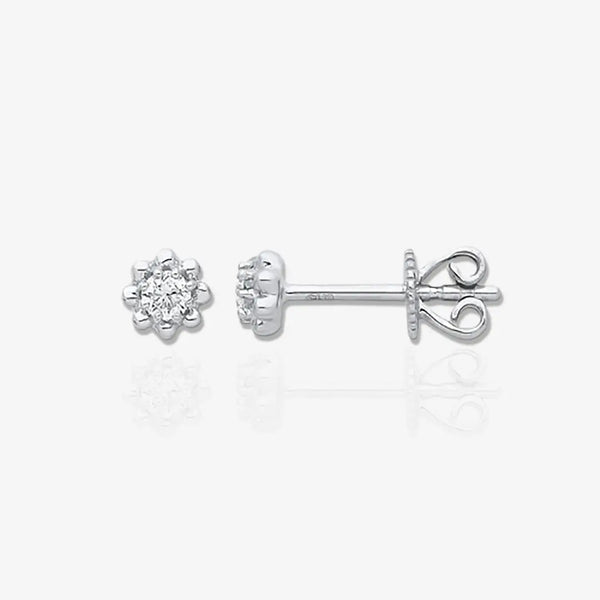 9ct White Gold 0.13ct Diamond Stud Earring HEERA DIAMONDS