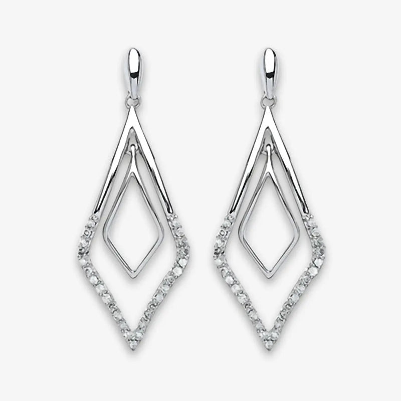 9ct White Gold 0.15ct Dia Drop Earrings HEERA DIAMONDS