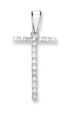 9ct White Gold 0.15ct Diamond T Initial HEERA DIAMONDS