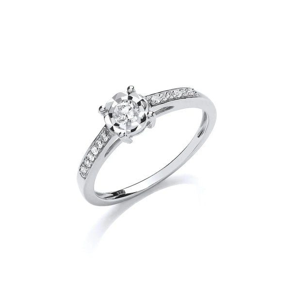 9ct White Gold 0.15ct Solitaire Ring Hanron Jewellery