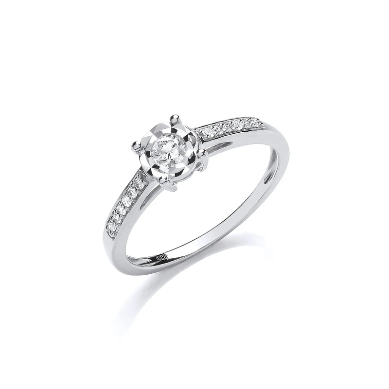 9ct White Gold 0.15ct Solitaire Ring Hanron Jewellery