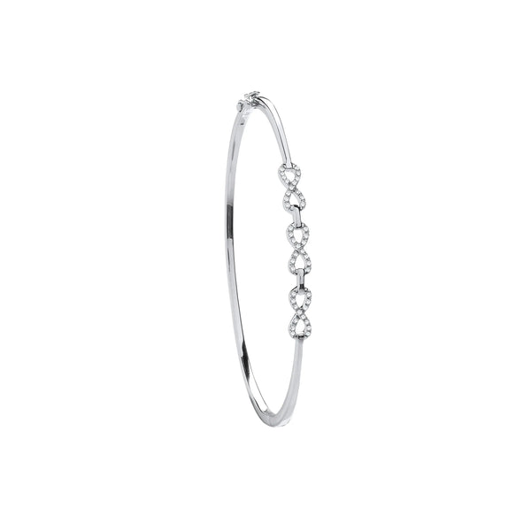 9ct White Gold 0.15ctw Small Infinity Diamond Bangle Hanron Jewellery