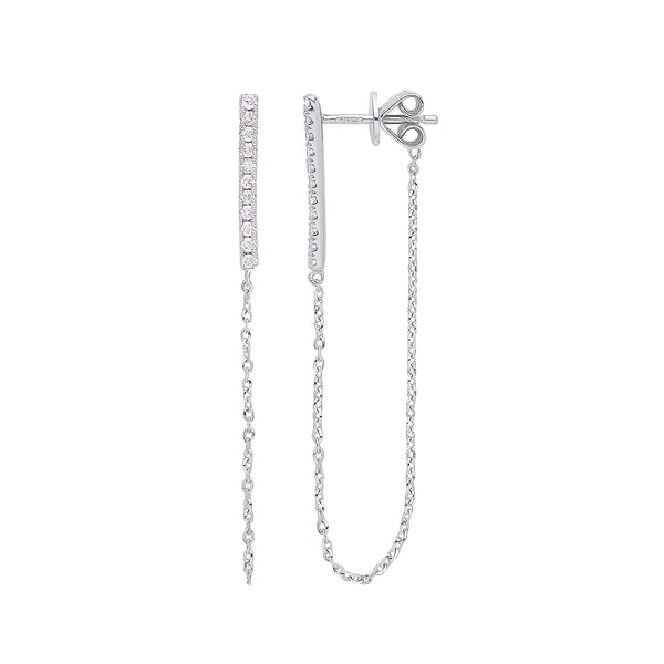9ct White Gold 0.16ct Diamond Earrings Hanron Jewellery