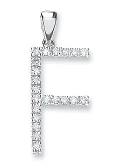 9ct White Gold 0.16ct Diamond F Initial HEERA DIAMONDS