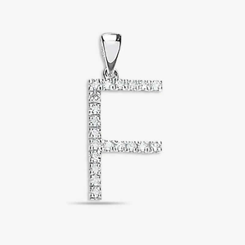 9ct White Gold 0.16ct Diamond F Initial HEERA DIAMONDS