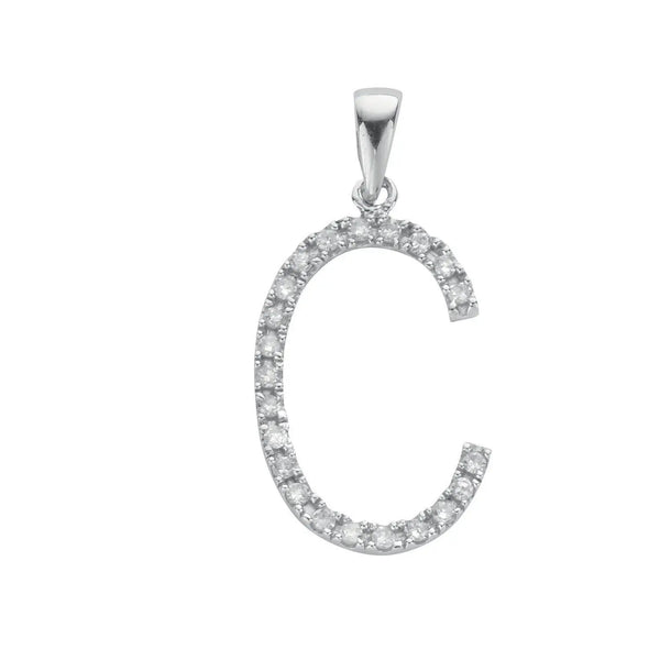 9ct White Gold 0.17ct Diamond C Initial HEERA DIAMONDS