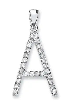 9ct White Gold 0.20ct Diamond A Initial HEERA DIAMONDS