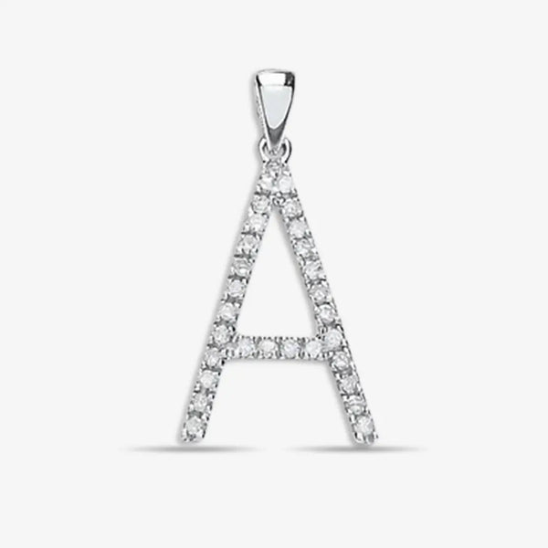 9ct White Gold 0.20ct Diamond A Initial HEERA DIAMONDS