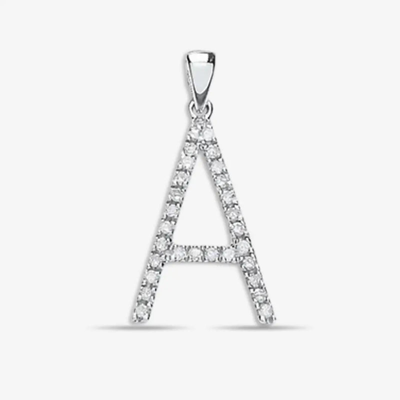 9ct White Gold 0.20ct Diamond A Initial HEERA DIAMONDS