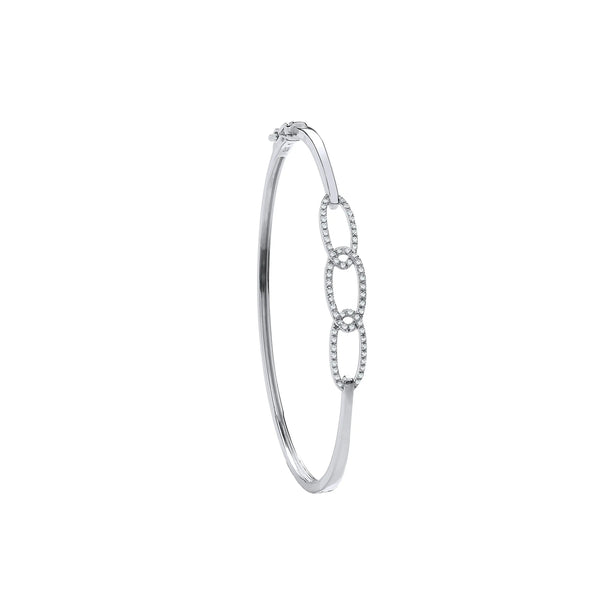 9ct White Gold 0.20ctw Chain Link Diamond Bangle Hanron Jewellery