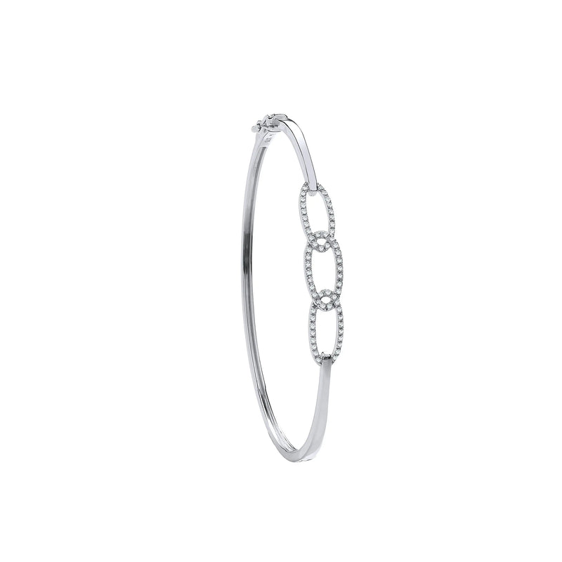 9ct White Gold 0.20ctw Chain Link Diamond Bangle Hanron Jewellery