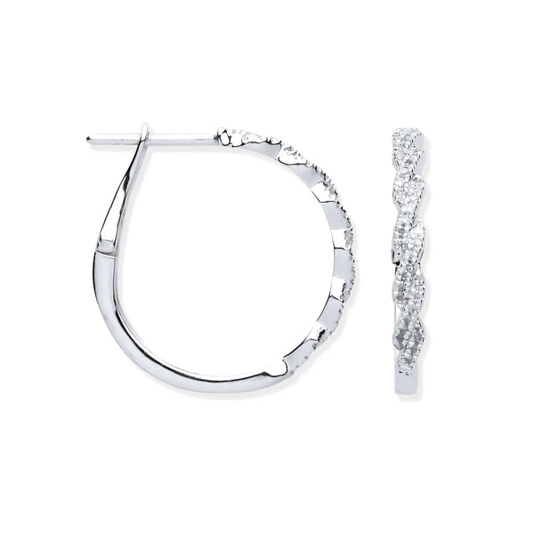 9ct White Gold 0.20ctw Twist Hoop Earrings HEERA DIAMONDS