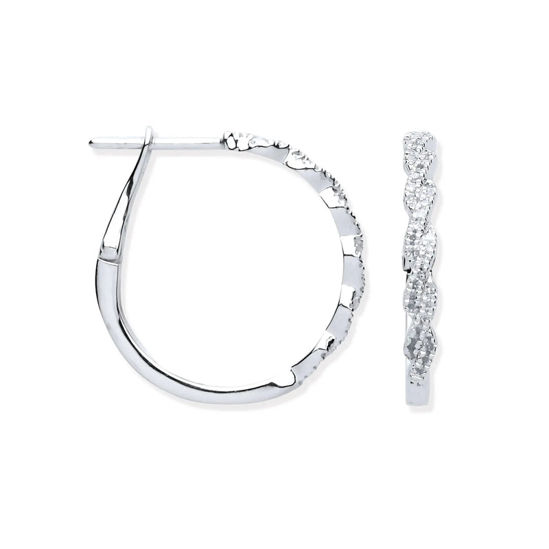 9ct White Gold 0.20ctw Twist Hoop Earrings HEERA DIAMONDS